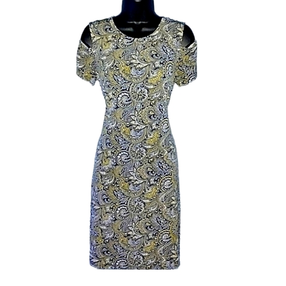 Michael Kors Navy Paisley Cold Shoulder Dress - Picture 2 of 5